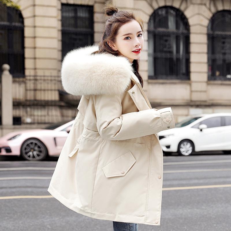 Pie overcomes the tide of medium and long velvet and thickened cotton-padded clothes for women's winter new warm loose coats and cotton-padded jackets