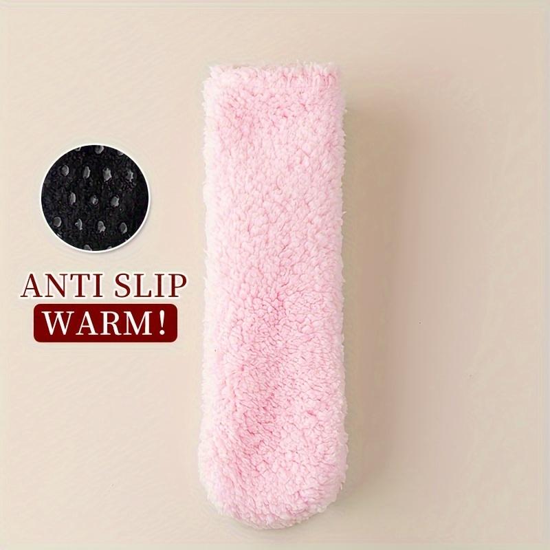 

1 пара мужских теплых носков для сна, высококачественные силиконовые нескользящие удобные женские носки, мягкие, однотонные, модные, утолщенные, носки для пола EU 35-45 розовый
