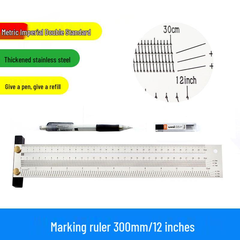 High-Precision Stainless Steel T-Square Scriber Ruler (Inch/Metric)