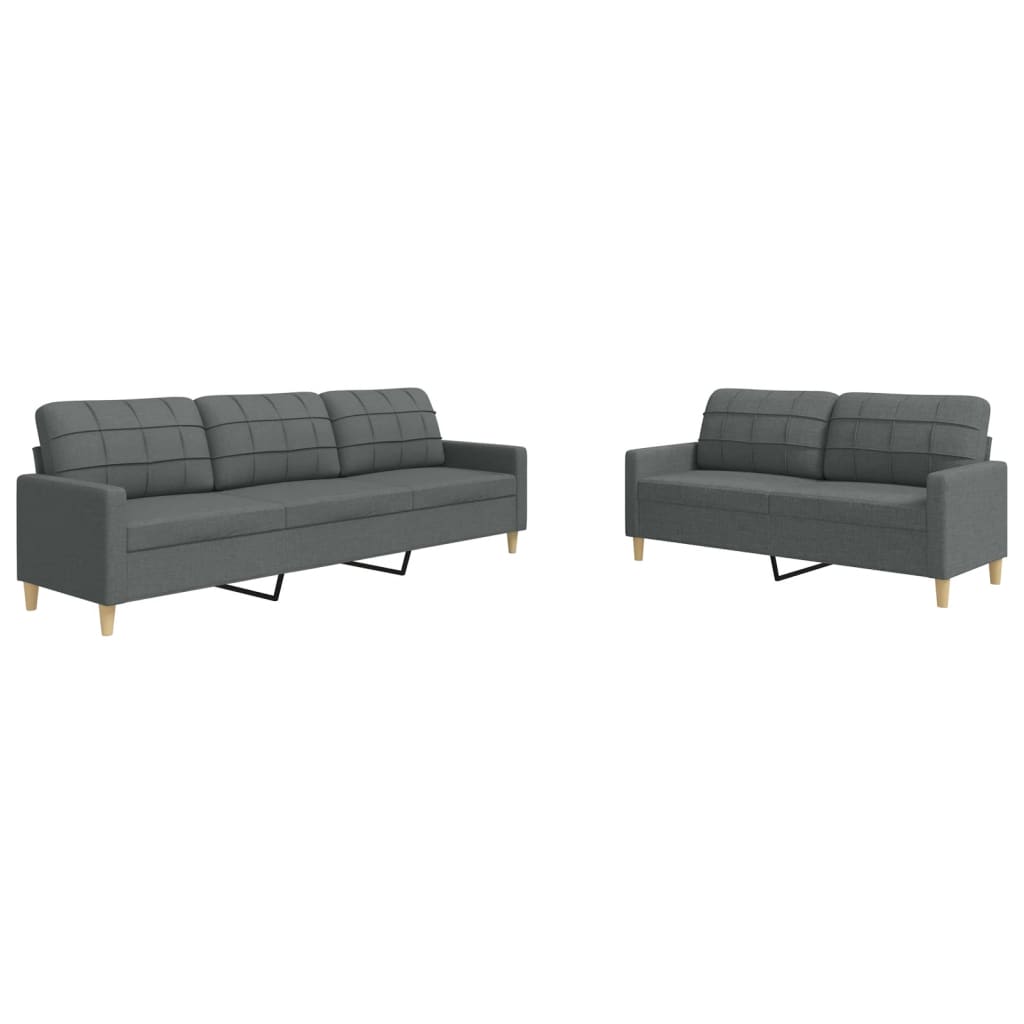 2 Piece Sofa Set Dark Grey Fabric