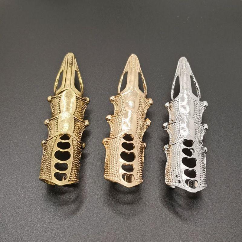 Punk Rock Scroll Joint Armor Metal Knuckles Full Finger Claw Rings Unisex Halloween Adjustable Ring Party Accessories