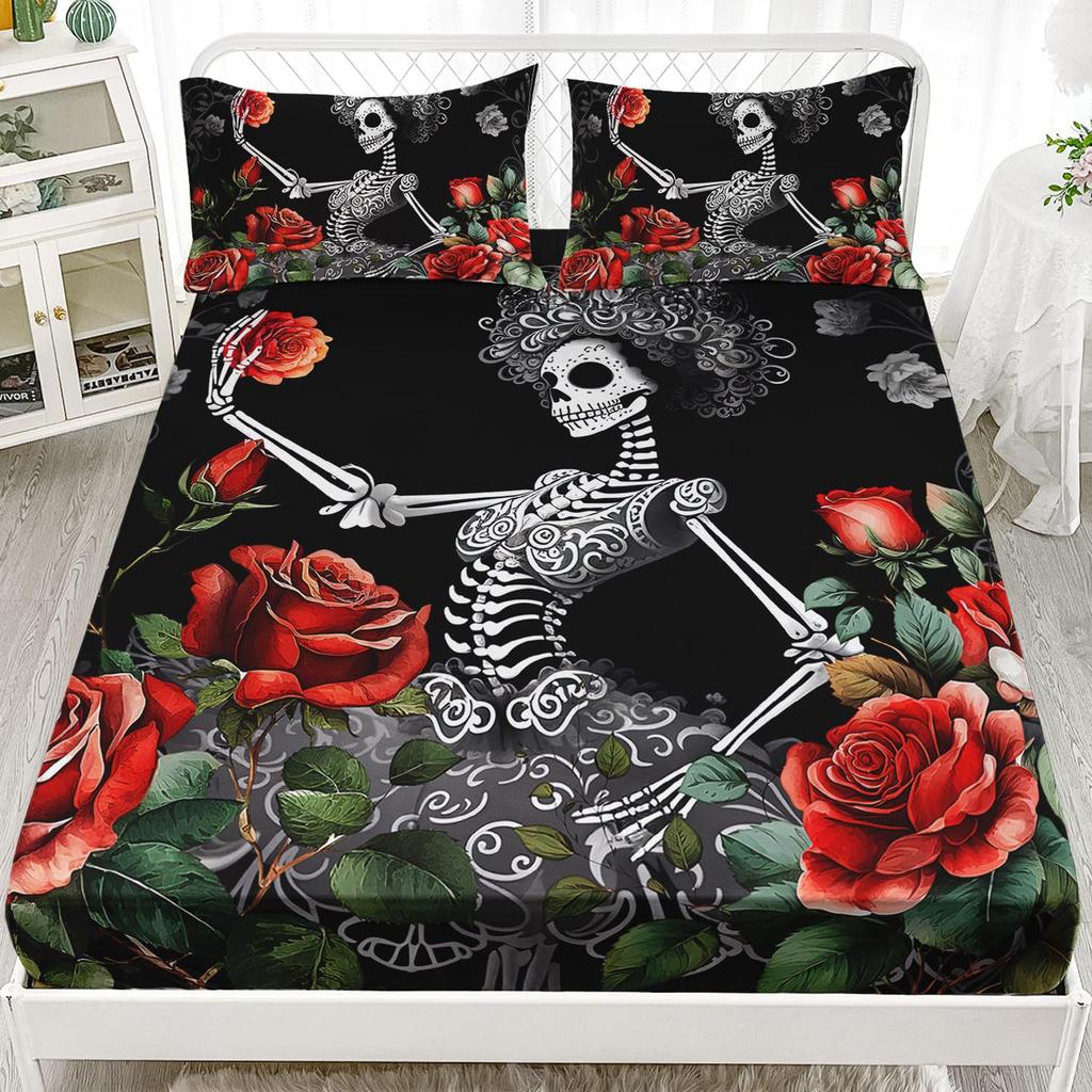 Butterfly Skull Personalized Pattern Mattress Three-Piece Digital Printing Bedding Set Children Adult