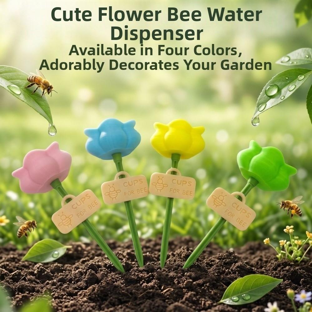 Plastic Bee Watering Station Flower Shape Animals Feeder Outdoor Garden Decor
