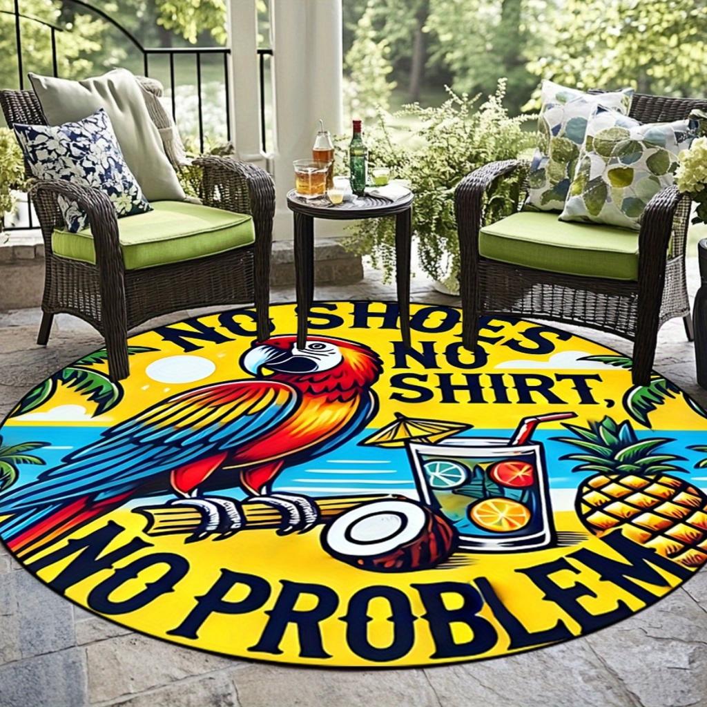 Tropical Parrot Round Area Rug Non Slip Floor Mat Bedroom Living Room Dining Patio Decor Indoor Outdoor Home Carpet