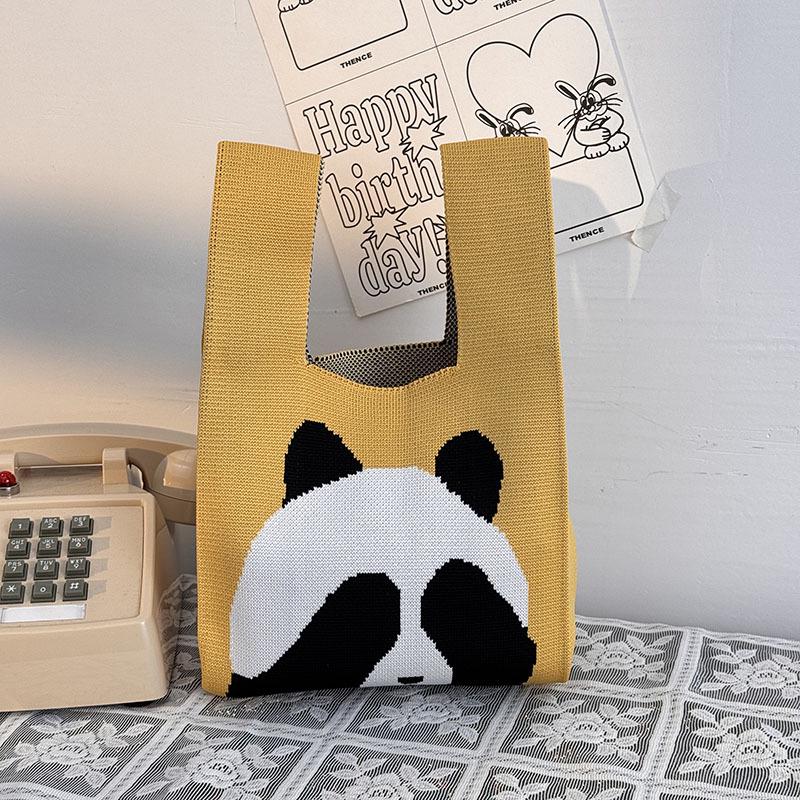 Kuanzhai Alley Souvenir: Chengdu Panda Grandpa Knitted Women's Tote Bag