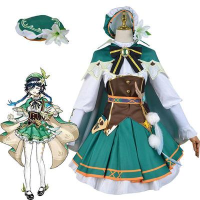 Venti Costume Game Genshin Impact Anime Cosplay Accessories Props Wig Cloak Suit Halloween Gift
