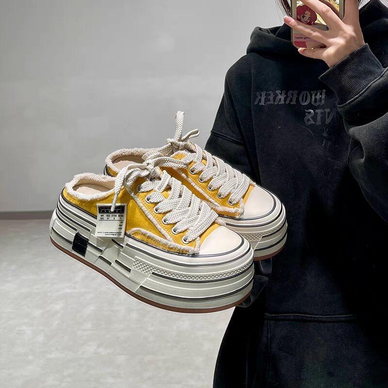 New thick-soled heightening niche design casual canvas shoes women's versatile fashion trendy shoes board shoes single shoes