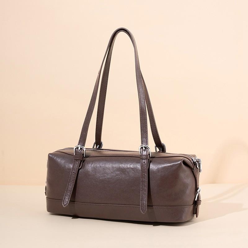 

Genuine Leather Large Capacity Boston Women s Bag Top Layer Vegetable Tanned Cowhide Shoulder Crossbody Hand-held Pillow Light Luxury 32x12x14CM кофейный