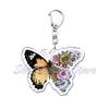 Beautiful Lavender Flower Monarch Butterfly Keychains Ring for Accessories Bag Butterflies Pendant Key Chain Jewelry Fans Gifts