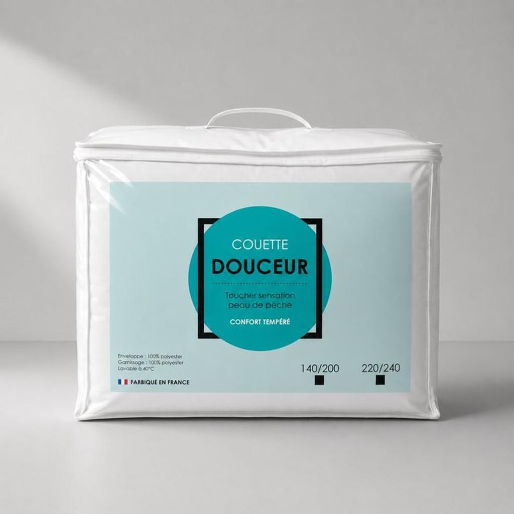 Couette Douceur Tempérée - 100 % Polyester - 220 x 240 cm - Blanc