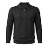 Men's Long Sleeve Jacquard Polo Shirt Half Zipper Collar Knit Sweater Pullover Casual Pullover Top