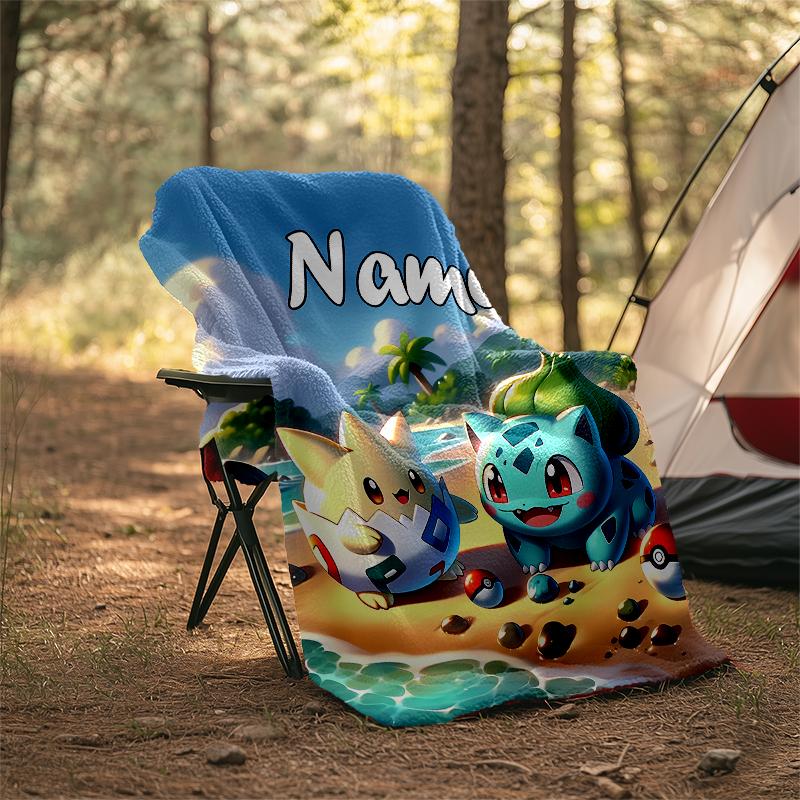 Personalized Custom Name Blanket - Pokémon Bulbasaur Print Design,Blanket for Sofa,Bed,Travel,Camping - Soft and Warm, Great Gift