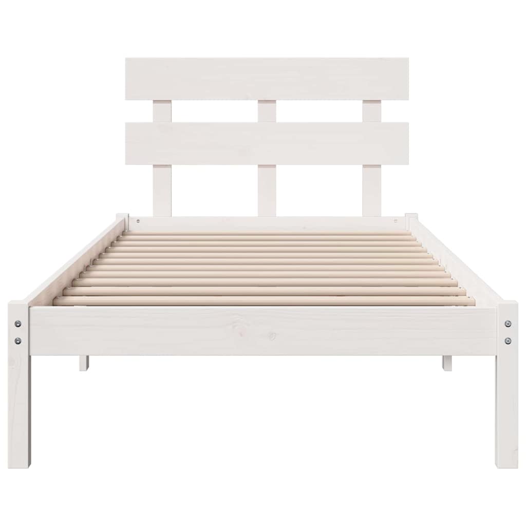 White Bed Frame with Headboard 80 x 200 cm Solid Pine Wood