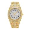 MISSFOX Hip Hop Style Mens Quartz Watch With Full Crystal Dial Arabic Numerals Gold 45mm Polygonal Case