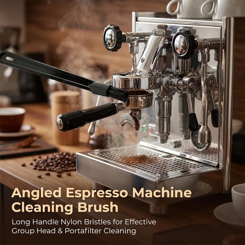 Coffee Machine Cleaning Brush Nylon Head Long Handle Brush for Espresso Semi Automatic Accessories