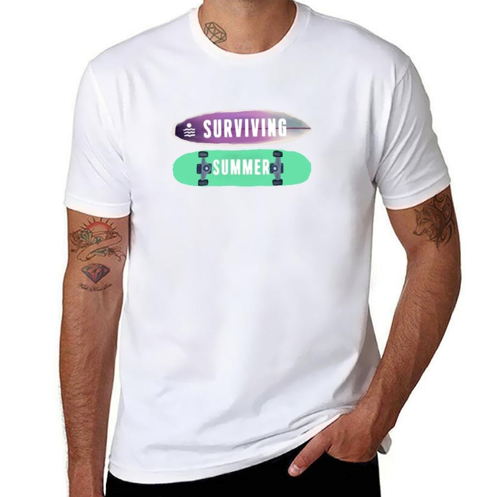 Surviving Summer Tshirt Simple Solid Color Crew Neck Tee Tshirt