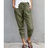 Summer Women Loose Plus Size Solid Color Simple Lace Up Slim Casual Nine Point Slimming Trousers