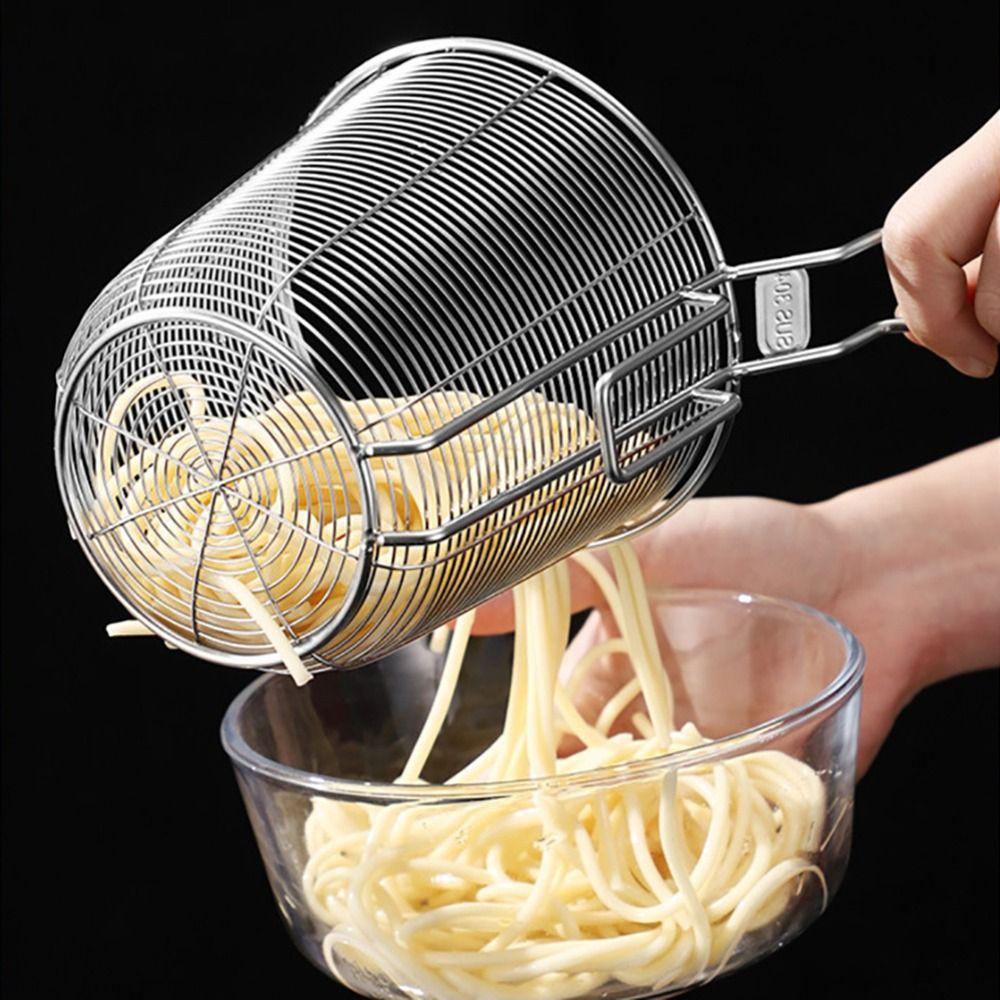 1Pcs Chip Serving Deep Frying Basket 304 Stainless Steel with Handle Strainer Mesh for Dumplings French Fries Mini