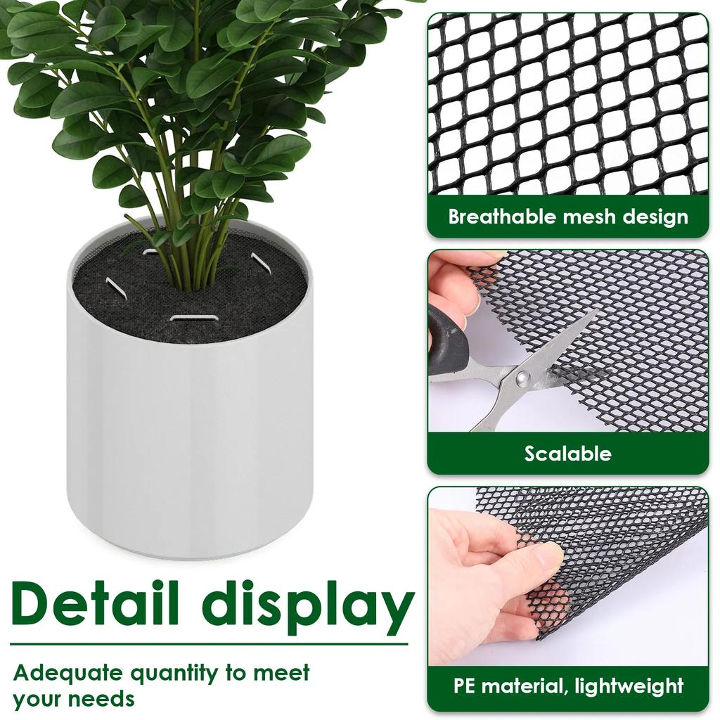 10Pcs Flower Pot Soil Protector Plastic Cuttable Flower Pot Cover with 10 Metal Stakes Flower Protection Grid Garden Accessories