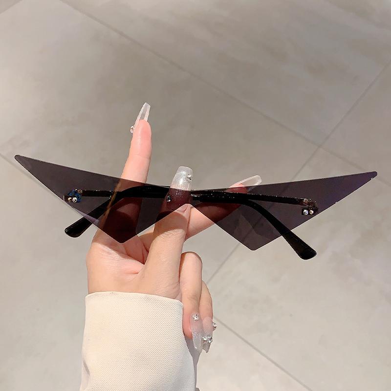 Rimless Triangle Sunglasses Men New Fashion Hip-hop Solid Color Outdoor Shades Women Trendy Brand Design Rave Sun Glasses