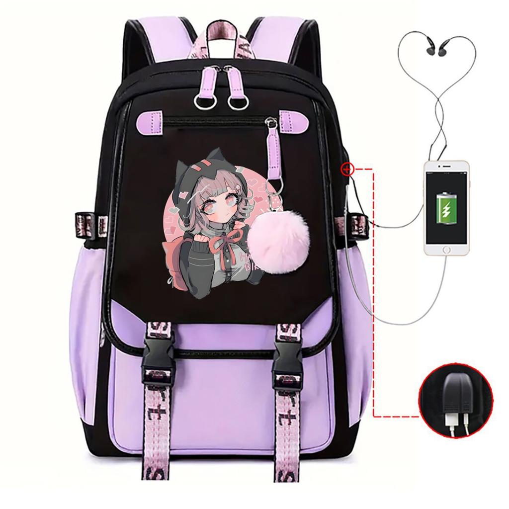 Leisure Travel Bag Peripheral Backpack Women's Large-capacity USB Korean Version Student Schoolbag