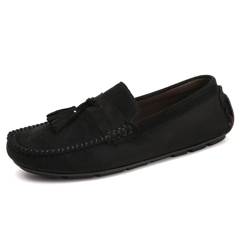 Handmade Doudou Shoes Men's 2025 New Trend Men's Shoes One-pedal Casual Leather Shoes Fringed Soft-soled Driving Shoes