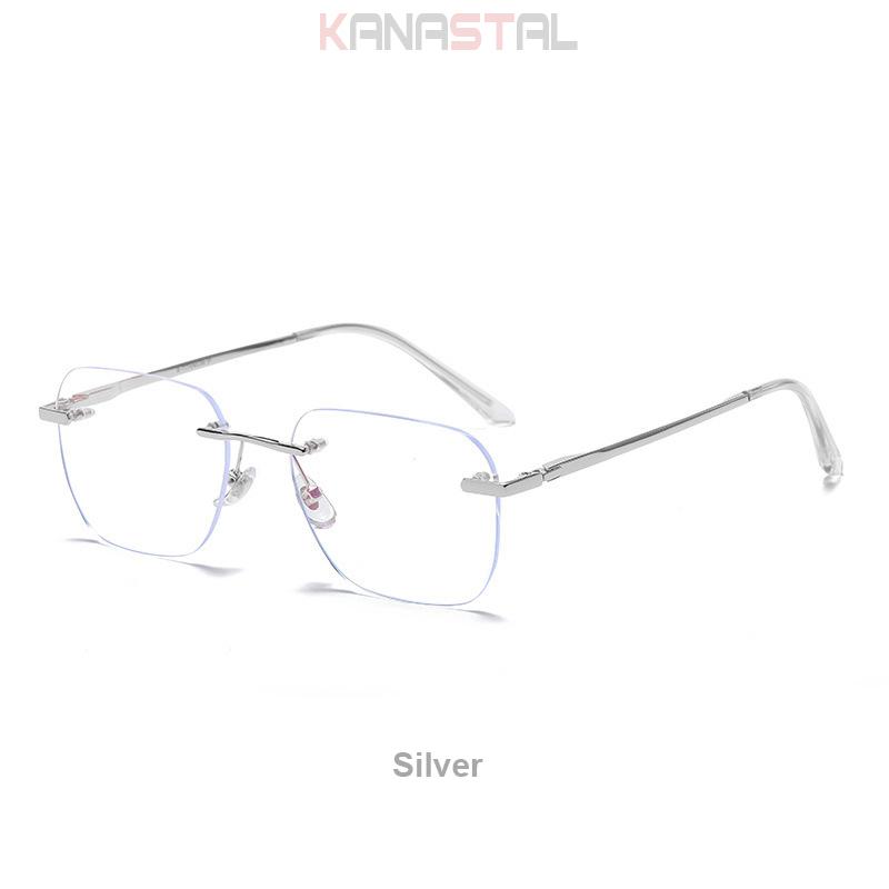 Men Pure Titanium Rimless Eyeglasses Frame Women Blue Light Blocking Lens Frameless Glasses Prescription Myopia Reading Eyewear