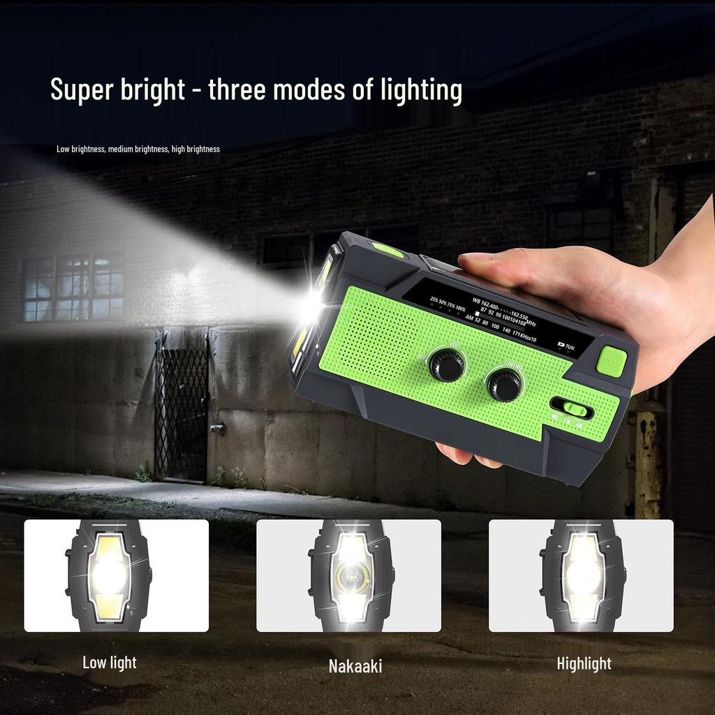 Multifunctional Hand Crank Solar Emergency Radio & Mobile Charger with Flashlight for Camping and Reading
