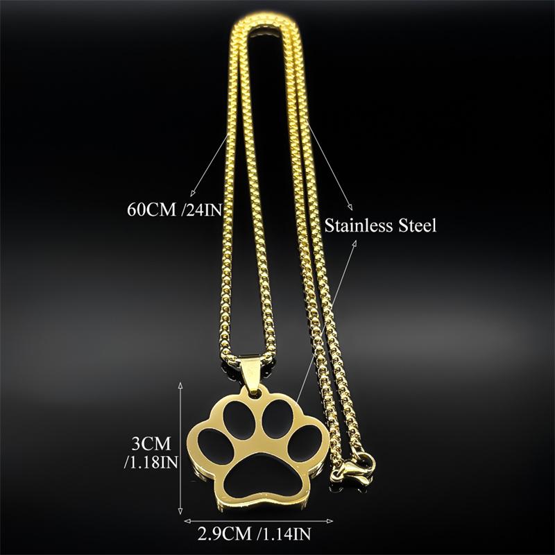 Punk Hundepfote Anhänger Halskette für Damen Herren Edelstahl Gold Silber Farbe Tier Welpen Pfote Kette Schmuck colar masculino