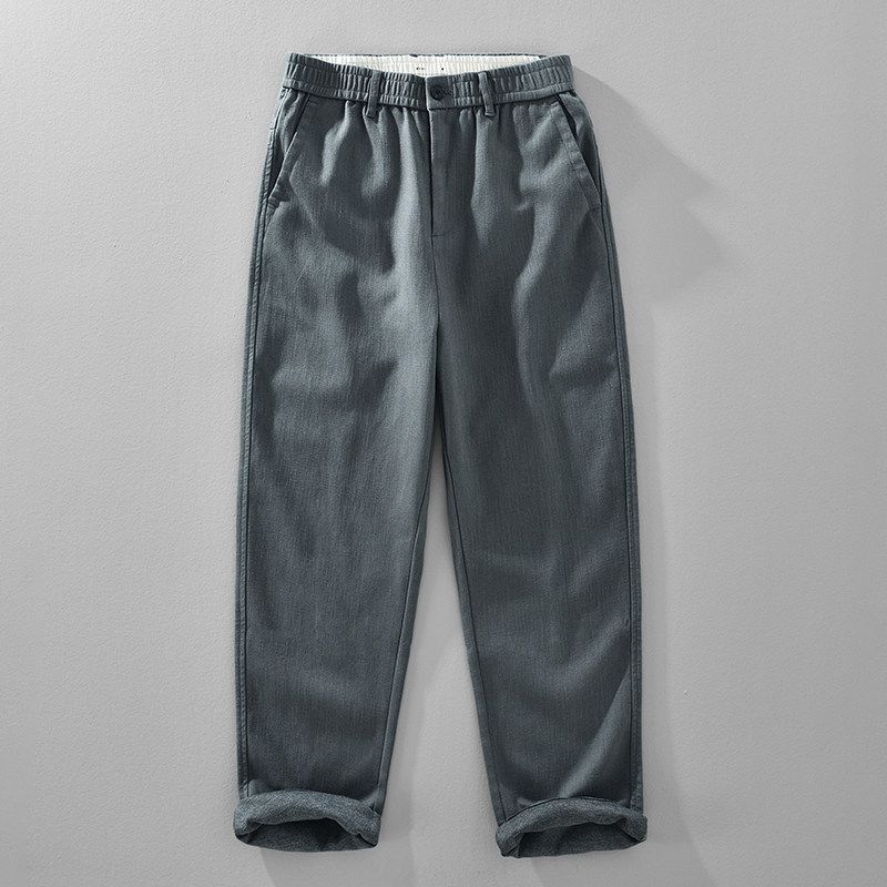 Foreign Trade Surplus Spring and Autumn Casual Linen Long Pants for Men, Cotton-Linen Loose Straight Pants, Thick Versatile Comfortable Ramie Pants
