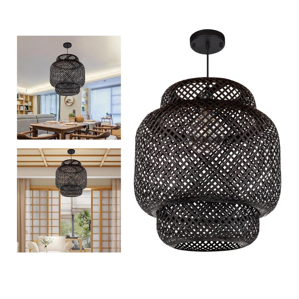 Pendant Light Chandelier Kitchen Lamp Rustic Hanging Bar Modern Design Ceiling Light E27 Hand Weaved for Decor Teahouse