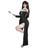 Adult Nun Costume - Black Virgin Mary Dress with Cross for Halloween