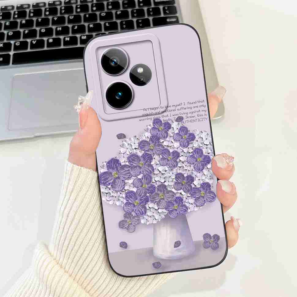 For Realme GT 7 5G 6.78" Case RMX5061 Cartoon Panda New Flower Collection Soft Silicon Cover For Oppo Realme GT7 5G Phone Shell