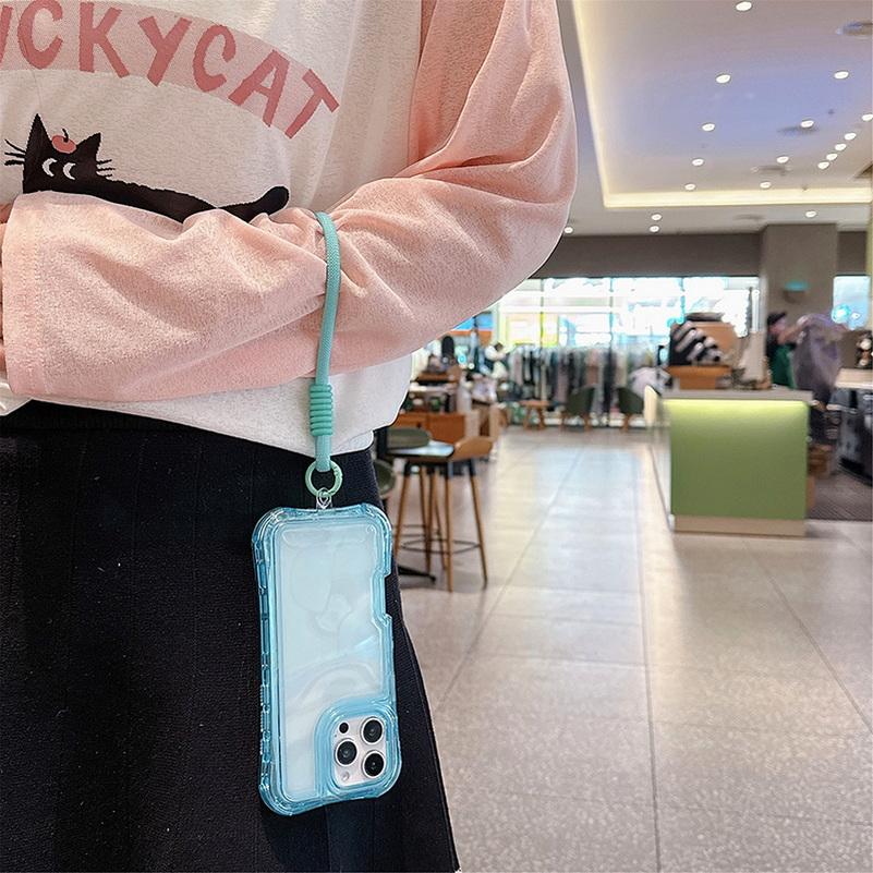 3-in-1 Thick Four-corner Airbag Anti-drop Hand Lanyard Case For iPhone 16 Pro Max 16e 15 + 14 Plus 13 12 11 Protect Cover