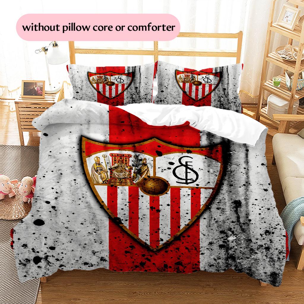 Sevilla FC Patrón Juego de Ropa de Cama Colcha Decoración del Hogar Regalo (1 funda nórdica + 2 fundas de almohada sin relleno.)