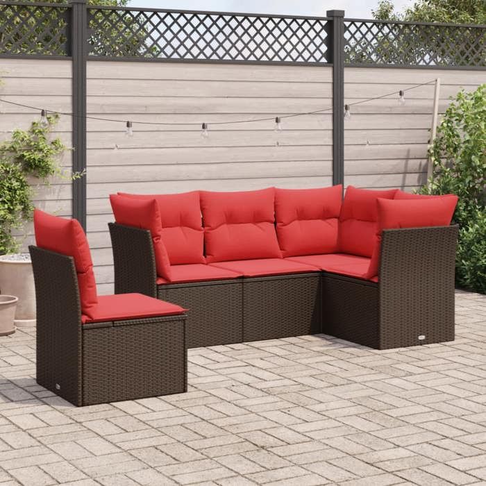 VidaXL Garden Lounge Set with Cushions 5 Pcs, Sofas with Adjustable Feet, Outdoor Furniture Set Patio Terrace 3217644