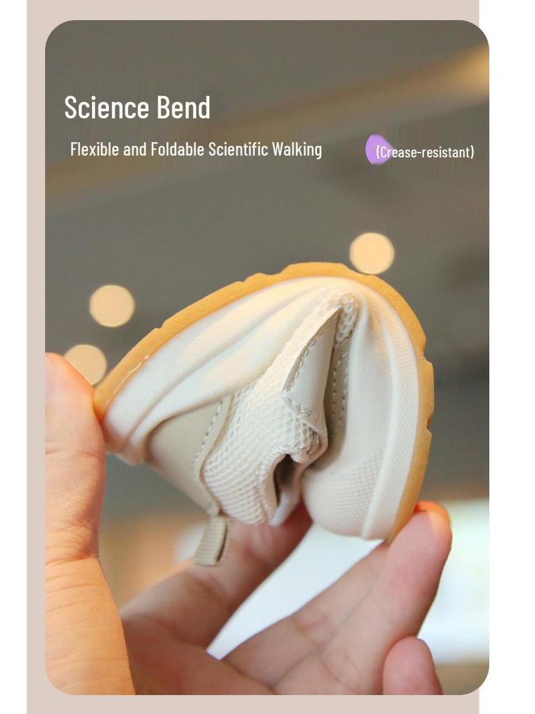 Breathable Mesh Baby First Walker Shoes - Soft Sole, Anti-slip, Cartoon Design, Velcro Closure for Boys and Girls, Spring/Autumn.