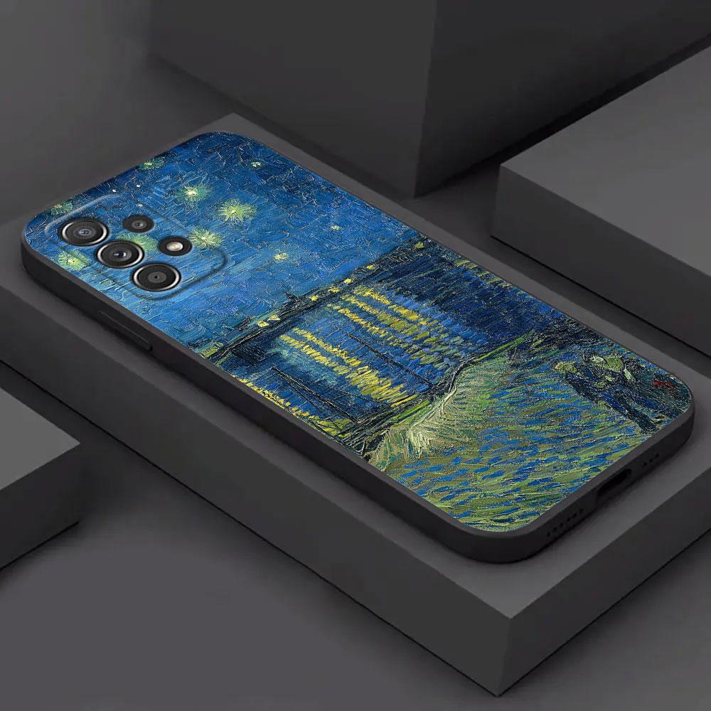 For Samsung Galaxy A56 Case A57 A55 5G A37 A17 A54 A52 A53 A34 A35 A32 A50 A72 A7 Cover Funny Oil Painting Van Gogh Starry Night
