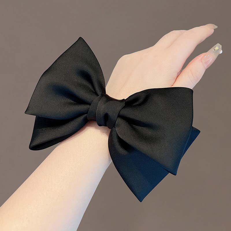 New Korean Black Bow Hair Tie Scrunchies Women Elegant Silk Elastics Hair Band Ponytail Hold Headdress Hair Accessories