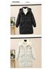 Women's Mid-Length Plus Size Warm Down Jacket, Beige/Black