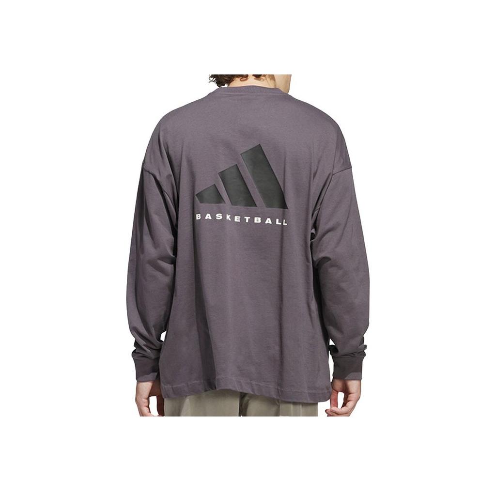 adidas Chapter 02 The 2025 Collection Bb Ls Tee Round Neck Letter Comfortable Pullover Long Sleeve T-Shirt Unisex Tops Layered-Gray JC7835