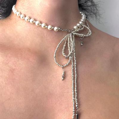 Xiaomi Perlový a Mašlový Korálkový Choker: Stylový, Dívčí klíční kostní náhrdelník