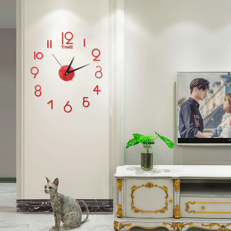 3D Frameless Wall Clock with Silent Movement and DIY Number Stickers for Home Decor, Living Room, Bedroom