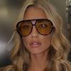 Luxury Sunglasses Women Men Metal Frame Classic Pilot Sun Glasses Big Black Yellow Lens Trendy Shades Eyewear