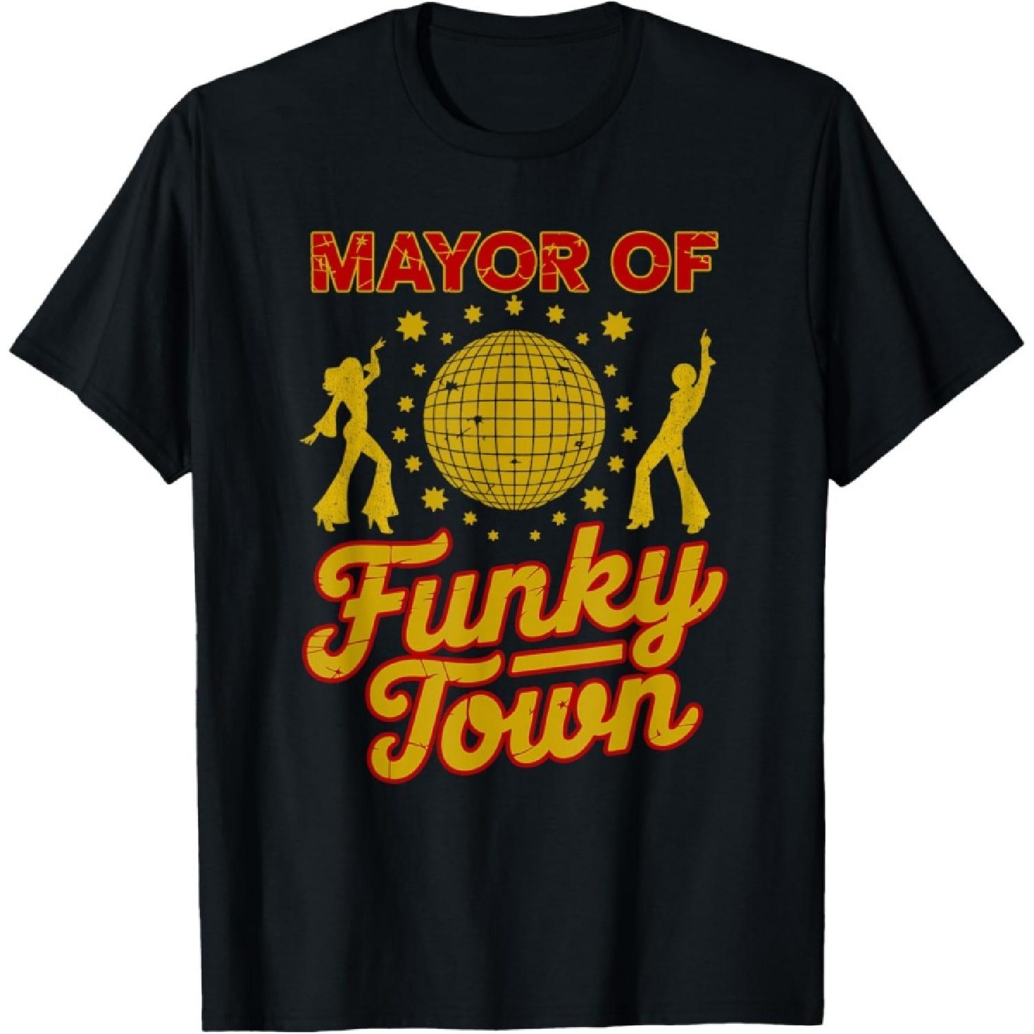 Mayor Of Funky Town Funny Disco 70s Classic Art Musician T-Shirt S