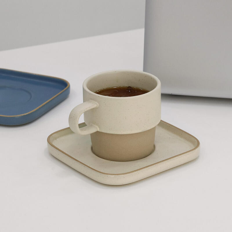 Cozy Stone Mug Set (Glass + Saucer)
