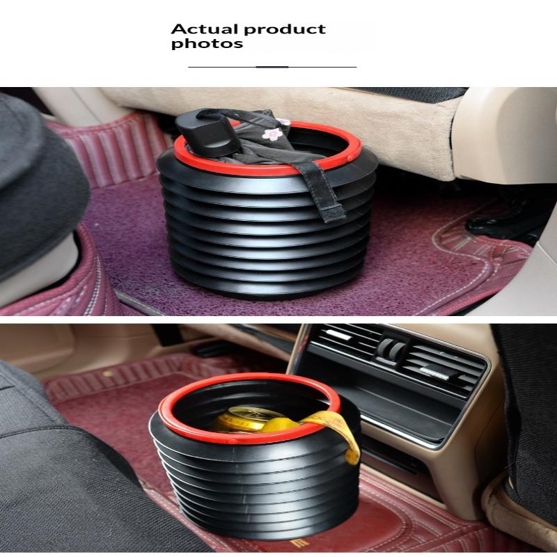 Space-saving 4L Portable Foldable Car Trash Cans with Telescopic Feature