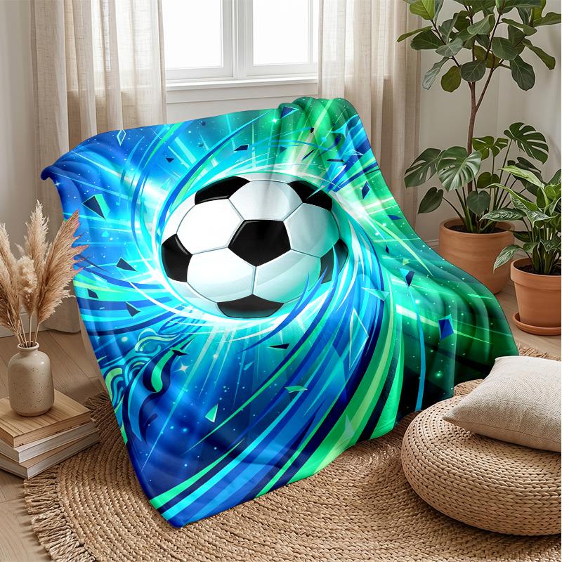 Soccer Ball in Motion 2 Theme blanket Lightweight Warm Flannel Blanket Decorative Throw Blanket for Home Decoration