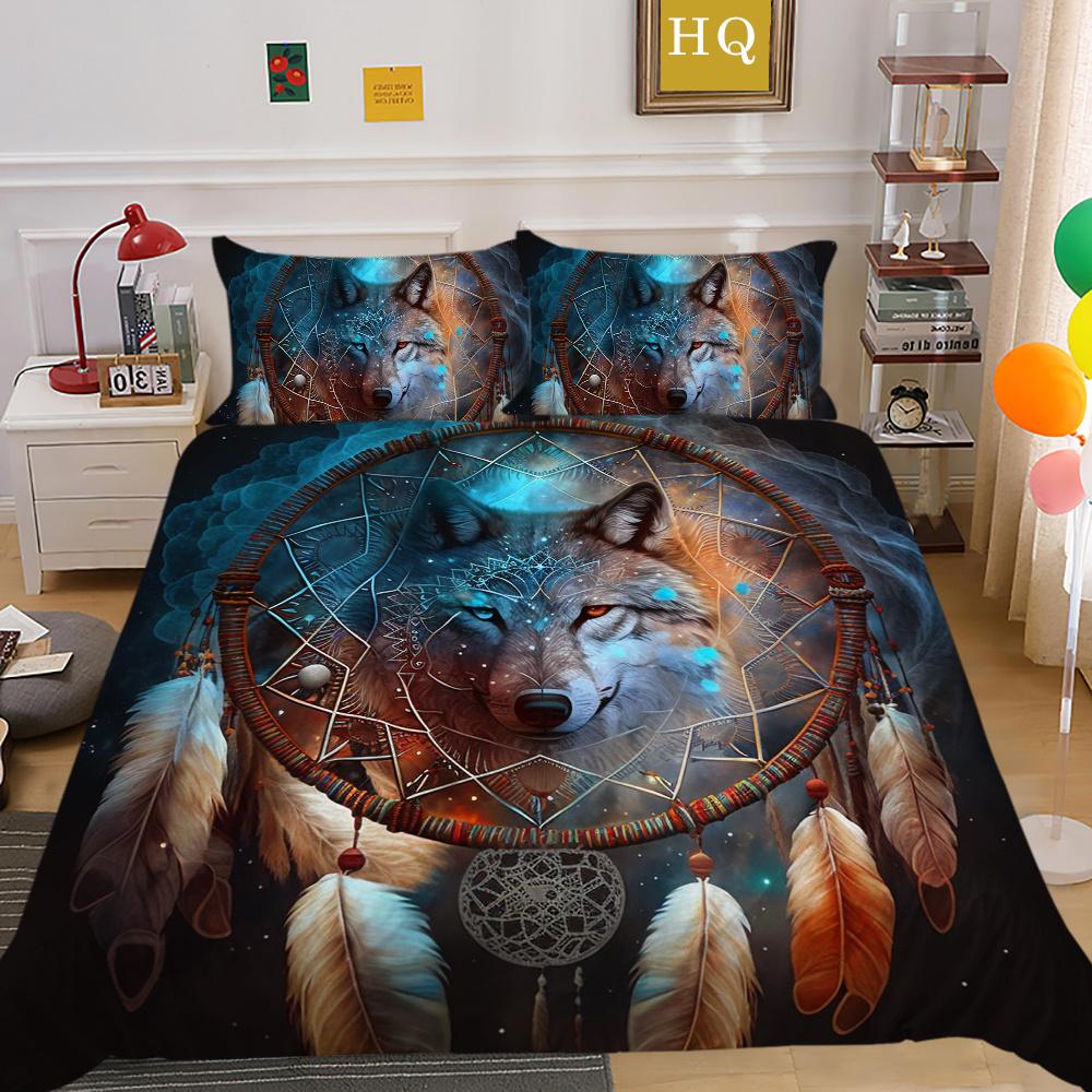 3D Wolf Printing Comforter Cover Set Double Size Microfiber Bedspreads Boy Teen Fashion Home Textiles
