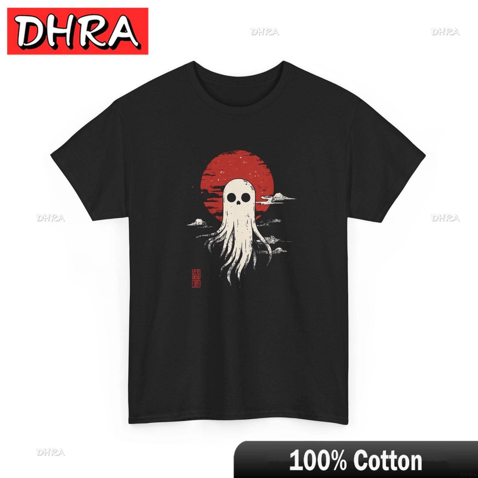 Japanese Spooky Ghost TShirt Sakura Japan Tee Aesthetic Floral Shirt Creative Clothing Streetwear Graphic Tee for Work TShirt S
